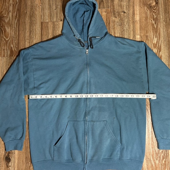 Faded Blue Fruit Of Loom Zip-Up Hoodie - Picture 3 of 7